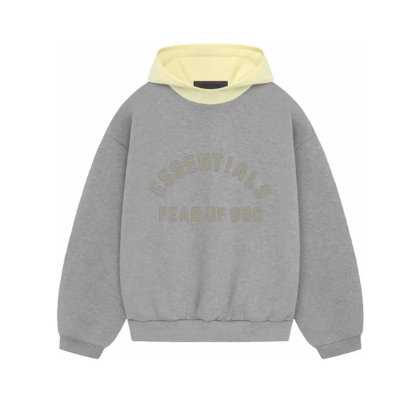 Fear of God Gray Essentials Garden Yellow Nylon Dark Heather Oatmeal Fleece